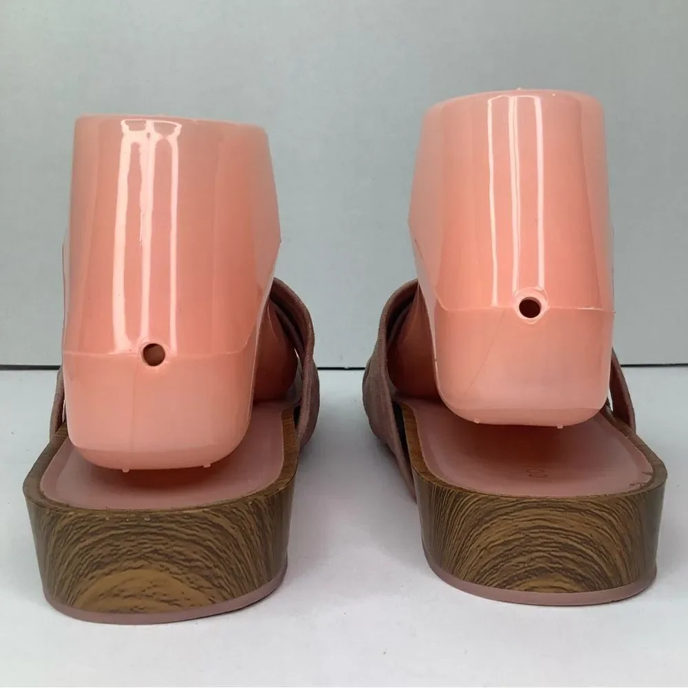 Cole Haan Braelyn Footbed Burlwood Blush Pink Suede Women’s Flat Sandal Sz 7